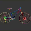 Red And Black Mountain Bike With Large Tires And Suspension System