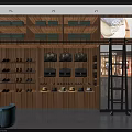 INOOS Shoe Store Interior With Wooden Shelves Display Racks And Checkout Counter