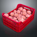 Red Plastic Basket Filled with Fresh Pink Potatoes for Vegetable