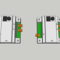 White Electrical Components With Green Panels And Orange Connectors Dual Units