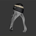 Fashionable Black Beanie With NMIXX Lettering And Long Silver White Curly Hair