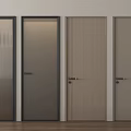 Modern Interior Hinged Doors With Glass Wooden Panels And Black Frames 3d model