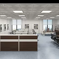 Modern Office Interior With Workstations Desks Chairs Windows And Ceiling Lights 3d model