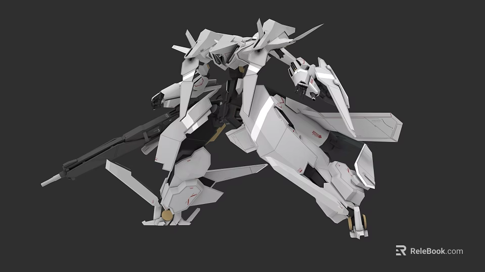 White Industrial Equipment Featuring Complex Mechanical Structure And Multifunctional Arm 3d model 