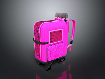 Pink Rolling Backpack With Mesh Design And Shoulder Straps For Daily Use 3d model