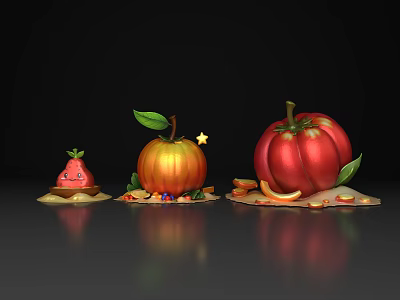 Fruit Cartoon Fruit Vegetable Cartoon Material Cartoon Elements 3d model