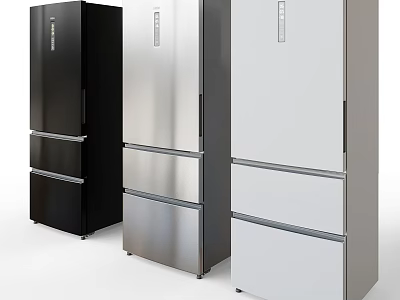 Modern Multi Door Kitchen Refrigerators in Black Silver and White Designs 3d model