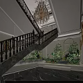 Luxurious Modern Restaurant Interior With Open Layout Marble Bar Counter Chandeliers And Display Cabinets
