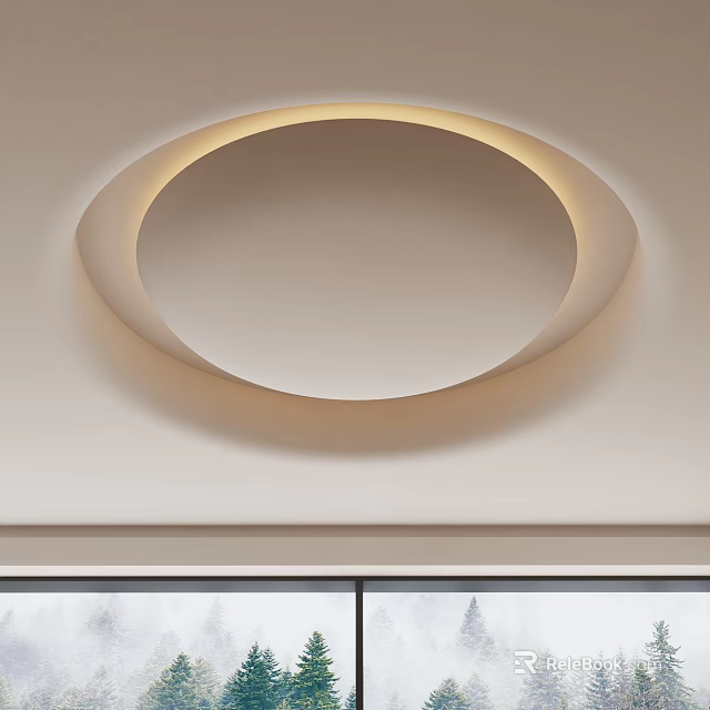 Modern Circular Ceiling Design With Illuminated Light Strip And Soft Glow 3d model 