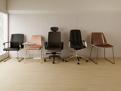 Various Office Chairs In Different Styles And Colors For Modern Workspace 3d model