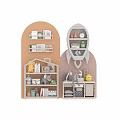 Kids Room Sofa Combination With Toy Shelves Stuffed Animals And Books