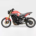 Red Sporty Motorcycle With Modern Design Black Seat Golden Fork Round Headlight And Alloy Wheels