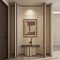 Elegant Modern Entryway Interior With Console Table Wall Art And Decorative Vase 3d model
