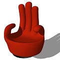 Red Hand Shaped Single Chair With Unique Creative Modern Design Style 3d model