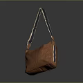 Trendy Brown Leather Shoulder Bag With Blue Beige Strap Fashion Accessory