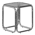 Modern Minimalist Clear Glass Top Dining Table With Polished Shiny Chrome Metal Sturdy Frame