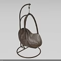 Brown Woven Hanging Chair with Sturdy Stand and Modern Minimalist Design
