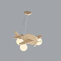 Unique Shape Wooden Airplane Pendant Light With Three Light Bulbs For Kids Room