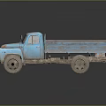 Old Blue Rusty Vintage Truck With Weathered Body Rust Spots And Wheels