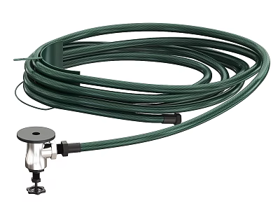 Green Garden Hose With Silver Connector And Flexible Design For Outdoor Use 3d model