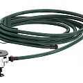 Green Garden Hose With Silver Connector And Flexible Design For Outdoor Use