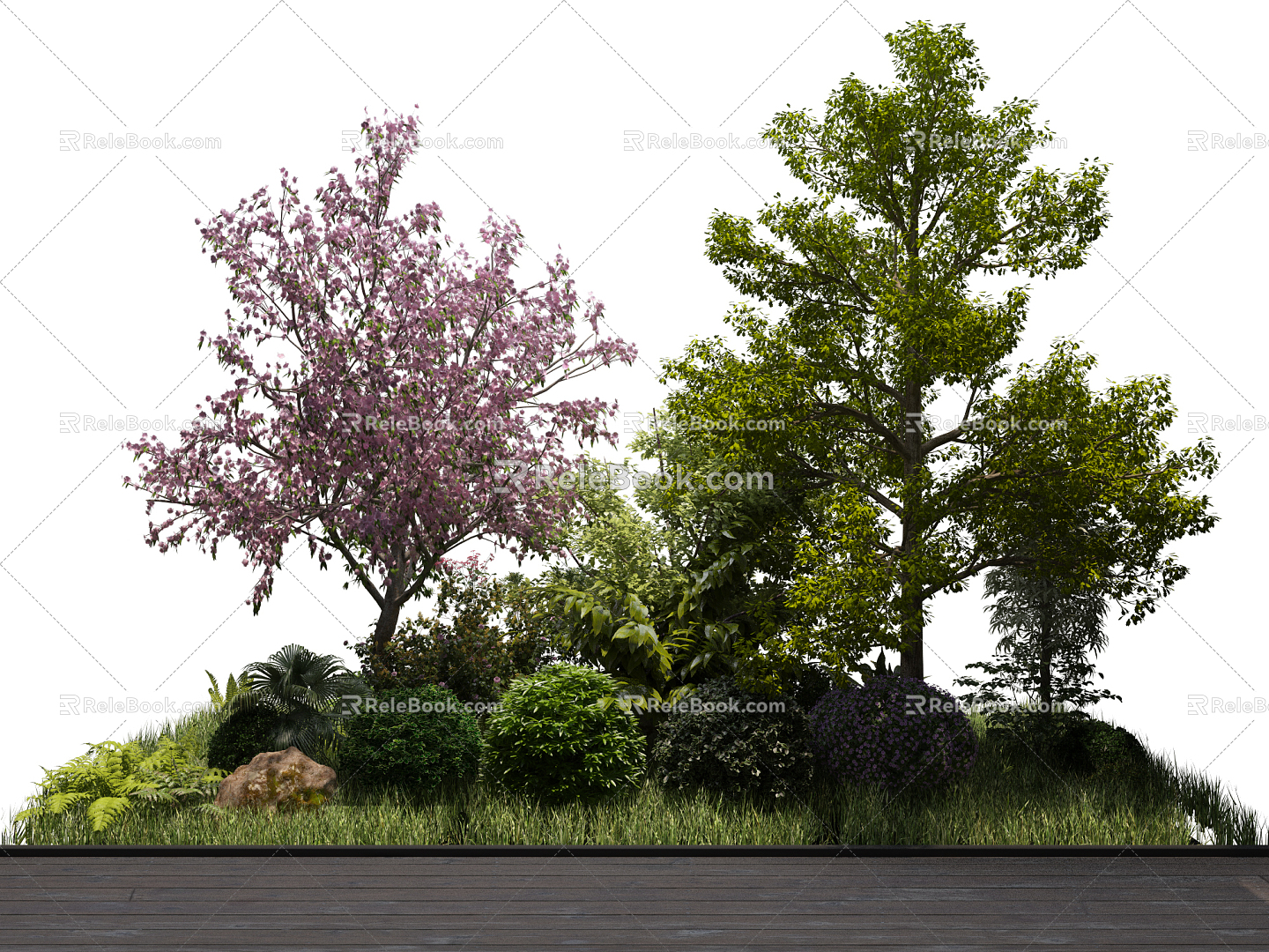 Modern Tree Plant Landscape Cluster 3d model