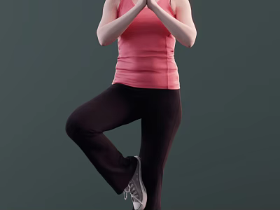 Woman Practicing Yoga Pose In Pink Tank Top And Black Pants On Dark Background 3d model