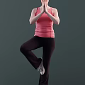 Woman Practicing Yoga Pose In Pink Tank Top And Black Pants On Dark Background