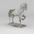 Tech Exhibition Hall Displays White Worn Horse Shaped Sculpture With Square Base