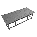 Sturdy Industrial Gray Metal Workbench With Perforated Top And Support Legs