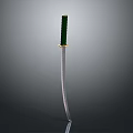 Traditional Curved Sword With Green Handle And Golden Top Silver Blade