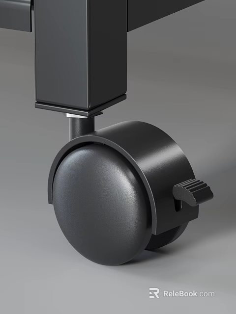 Black Caster Wheel With Brake And Mounting Bracket For Equipment 3d model 