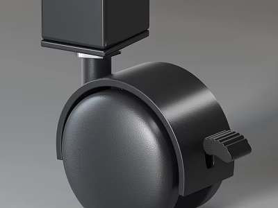 Black Caster Wheel With Brake And Mounting Bracket For Equipment 3d model