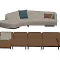Modern Multiplayer Sofa Shaped Sofa Double Sofa 3d model