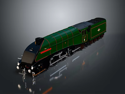 Vintage Green Steam Train With Black Front Section And Detailed Exterior Design 3d model