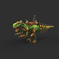 Futuristic Green Mechanical Dinosaur With Armor Gears And Spiked Back Design