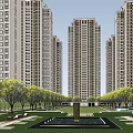 High Rise Residential Complex Aerial View With Green Areas And Landscaped Gardens