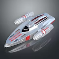 Futuristic Silver Spaceship With Red Stripes And Aerodynamic Design For Space Travel