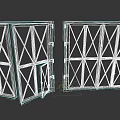 Vintage Aged Wooden Double Doors with Cross Pattern Design and Metal Hardware