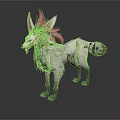 White Fox Game Character With Pink Ears Fluffy Fur And Red Accents