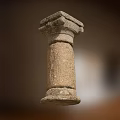 Ancient Stone Column With Classical Design Textured Surface Base And Carved Capital 3d model