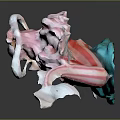 Fantasy Character Creature Figure With Pink Fluffy Hair Blue Accents And White Tail