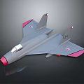 Gray Fighter Jet Model With Pink Wings Tail Fins And Number 2541