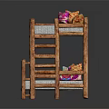 Wooden Bunk Bed Design With Colorful Decorative Pillows Sturdy Log Frame And Comfortable Mattress