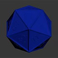 Detailed Blue Polyhedral Die Sculpture with Intricate Number Carvings for Tabletop Gaming