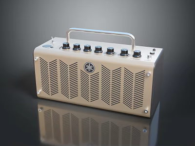 YAMAHA Compact Portable Beige Computer Speaker With Knobs Handle And Vent Design 3d model