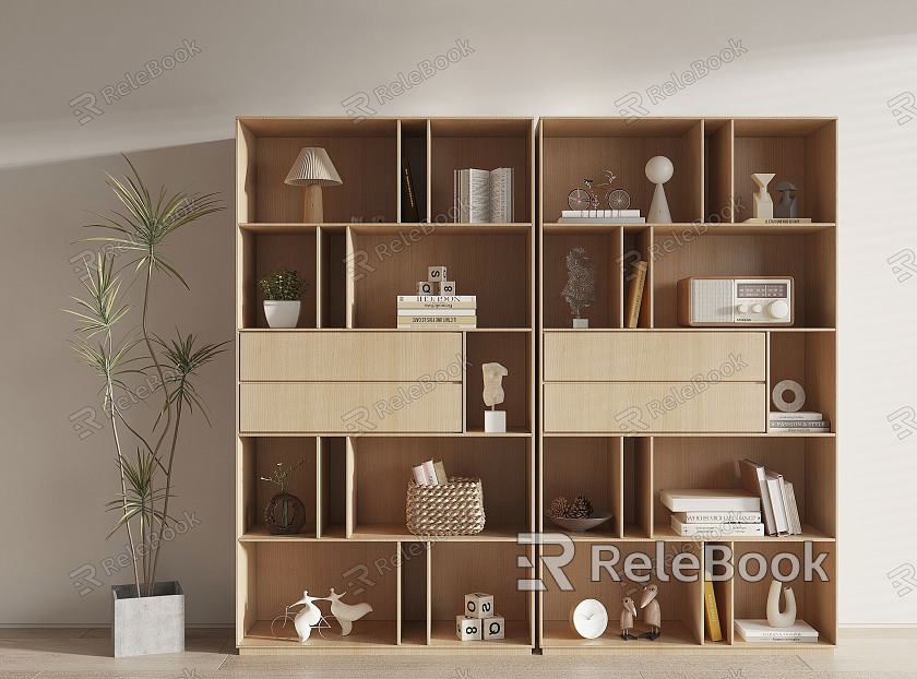 Nordic Bookcase Solid Wood Bookshelf model