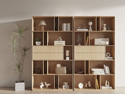 Nordic Bookcase Solid Wood Bookshelf model