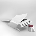 Stylish White Electronic Keyboard Musical Instrument with Black Panel and Red Cushion Stool