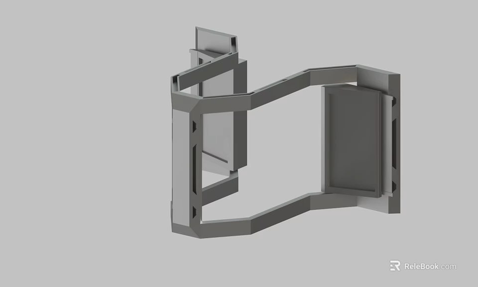 Gray Industrial Metal Frame Structure 3D Model With Connected Components 3d model 